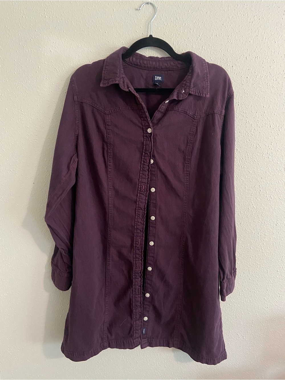 Lee Women's Long-Sleeve Button Front Dress - Plum